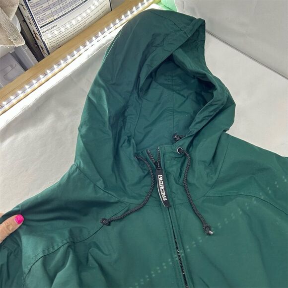 Pacific Trail Mens Green Windbreaker Jacket Size M Mid-Length Raincoat Lined - Picture 10 of 12